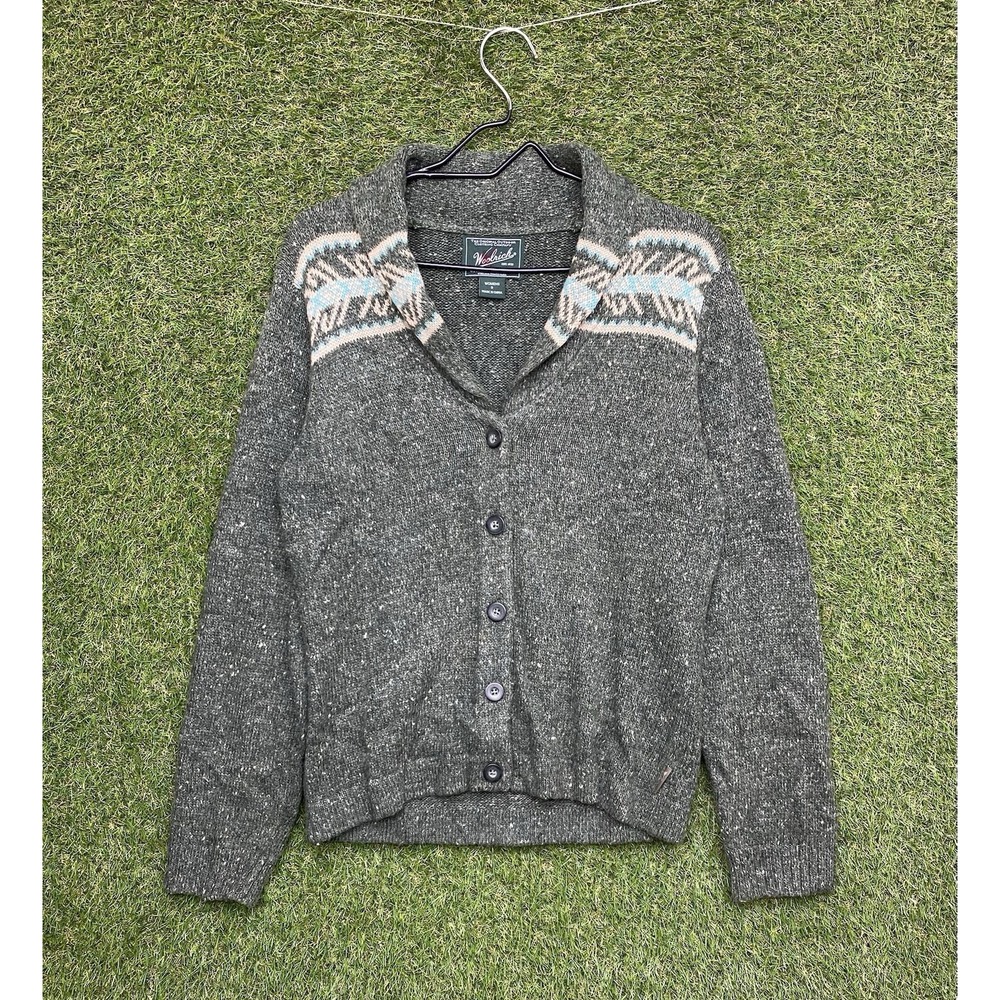 Woolrich Sweater Womens Small Dark Green Nordic Button Down Wool Blend 90s Y2K